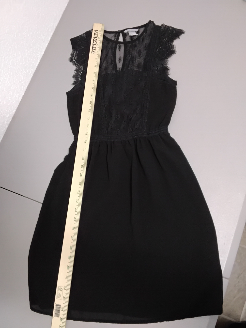 H&M Black Lace Yoke Midi Dress Size 2 - Picture 7 of 9